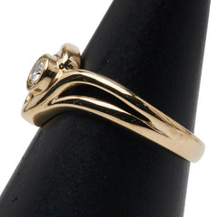 K18YG イエローゴールド Pt900 プラチナ コンビ ダイヤ0.11ct リング 指輪 レディース 12.5号 【中古】