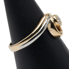 K18YG イエローゴールド Pt900 プラチナ コンビ ダイヤ0.11ct リング 指輪 レディース 12.5号 【中古】