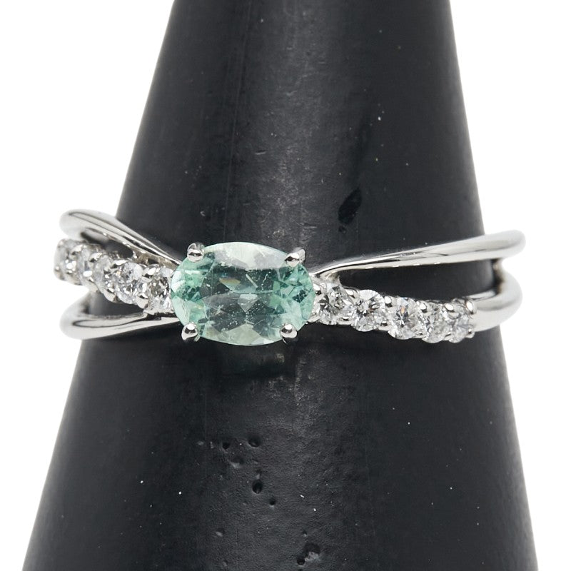Pt900 プラチナ パライバトルマリン0.42ct ダイヤ0.16ct リング 指輪 レディース 12号 【中古】