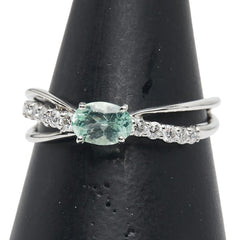 Pt900 プラチナ パライバトルマリン0.42ct ダイヤ0.16ct リング 指輪 レディース 12号 【中古】