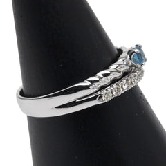K18WG ホワイトゴールド パライバトルマリン0.13ct ダイヤ0.20ct リング 指輪 レディース 15号 【中古】