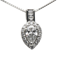 Pt900 プラチナ Pt850 プラチナ ダイヤ0.301ct ダイヤ0.13ct ペンダントネックレス レディース 【中古】