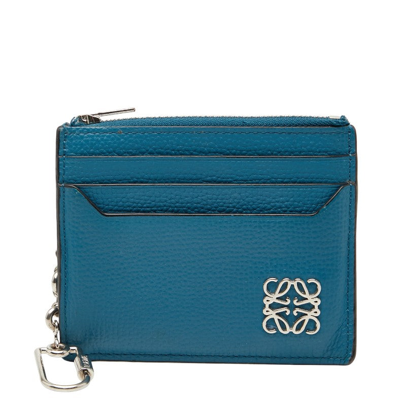 ロエベ アナグラム コインケース パスケース ブルー レザー レディース LOEWE 【中古】