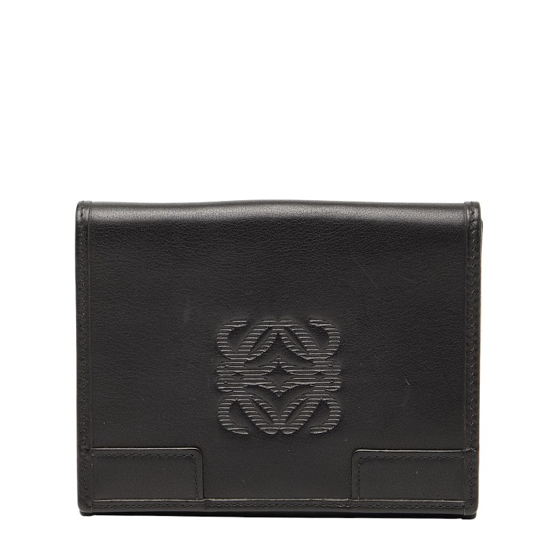 ロエベ アナグラム 二つ折り財布 ブラック レザー レディース LOEWE 【中古】