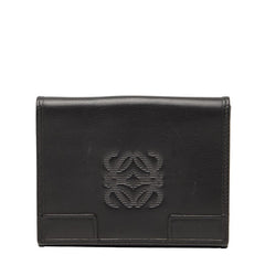 ロエベ アナグラム 二つ折り財布 ブラック レザー レディース LOEWE 【中古】