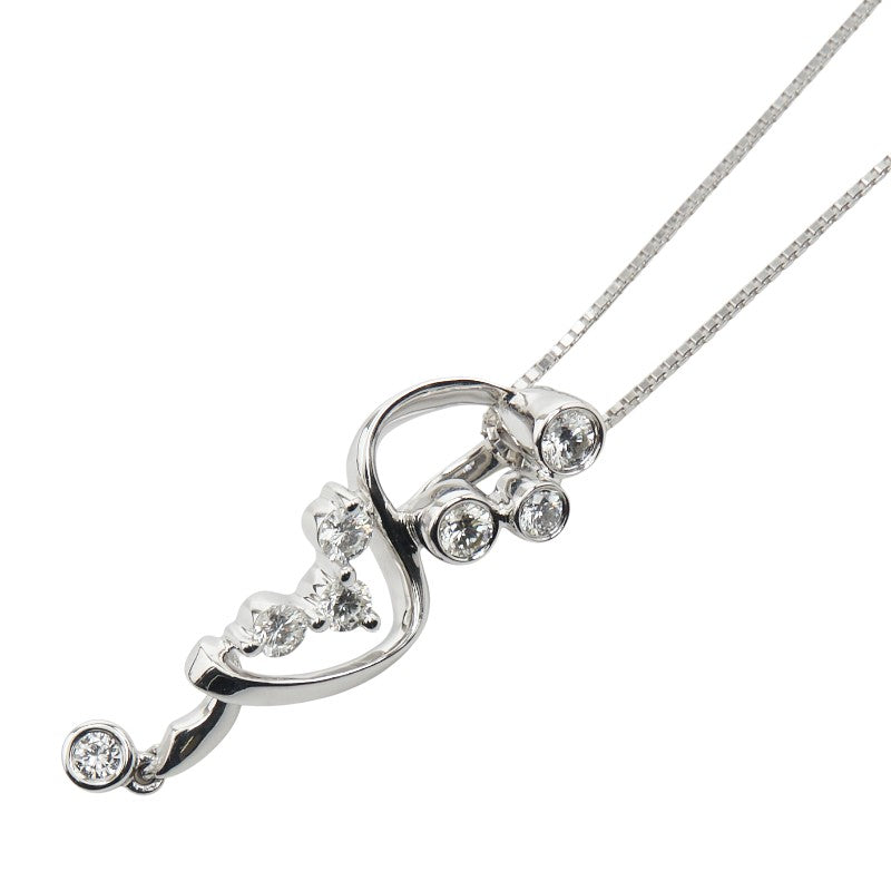 K18WG ホワイトゴールド ダイヤ0.41ct ペンダントネックレス レディース 【中古】