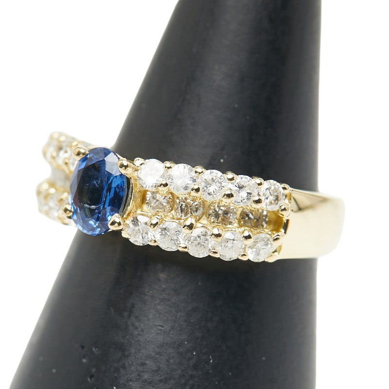 K18YG イエローゴールド サファイア0.56ct ダイヤ0.85ct リング 指輪 レディース 8.5号 【中古】