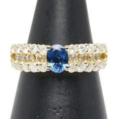 K18YG イエローゴールド サファイア0.56ct ダイヤ0.85ct リング 指輪 レディース 8.5号 【中古】