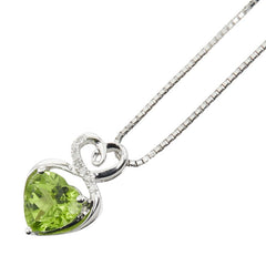 K14 ゴールド ペリドット1.332ct ダイヤ0.10ct ハート モチーフ ペンダントネックレス レディース 【中古】