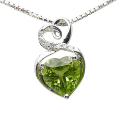 K14 ゴールド ペリドット1.332ct ダイヤ0.10ct ハート モチーフ ペンダントネックレス レディース 【中古】