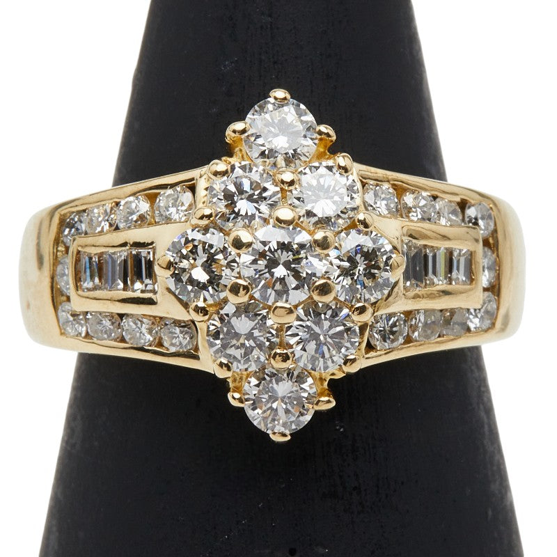 K18YG イエローゴールド ダイヤ1.37ct リング 指輪 レディース 10.5号 【中古】