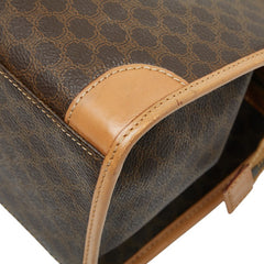 セリーヌ マカダム ハンドバッグ ブラウン ベージュ PVC レザー レディース CELINE 【中古】