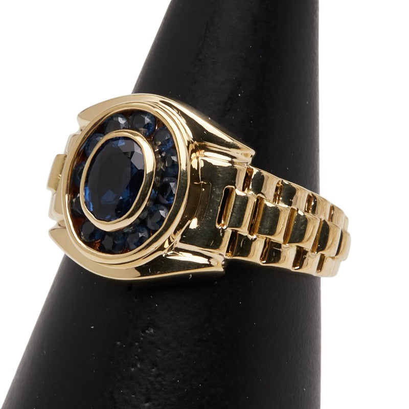 K18YG イエローゴールド サファイア1.63ct リング 指輪 レディース 17.5号 【中古】