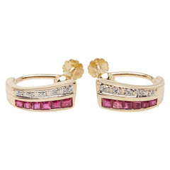 K18YG イエローゴールド ルビー ダイヤ イヤリング レディース 【中古】