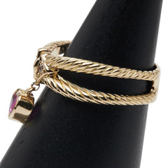 K18 ゴールド ルビー0.37ct ダイヤ0.04ct ハート モチーフ リング 指輪 レディース 11.5号 【中古】