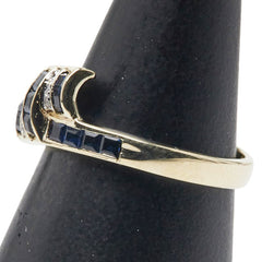 K14YG イエローゴールド サファイア ダイヤ リング 指輪 レディース 11.5号 【中古】