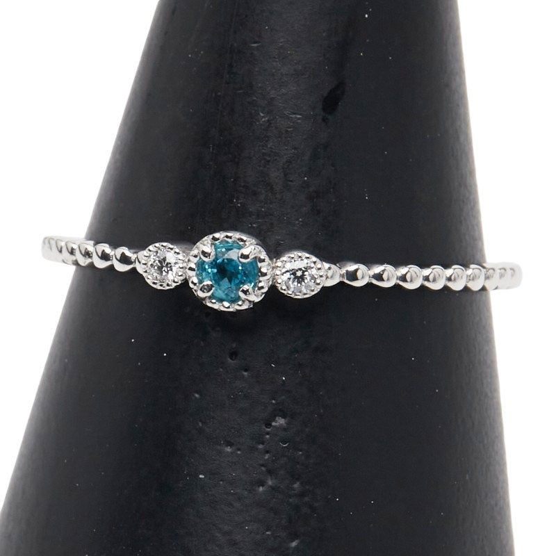 Pt900 プラチナ パライバトルマリン0.060ct ダイヤ0.026ct リング 指輪 レディース 17.5号 【中古】