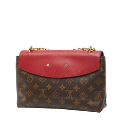 ルイ ヴィトン モノグラム サン プラシード チェーン ショルダーバッグ M43713 ブラウン スリーズ レッド PVC レザー レディース LOUIS VUITTON 【中古】