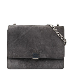 セリーヌ クラシックボックス チェーン ショルダーバッグ グレー スウェード レザー レディース CELINE 【中古】