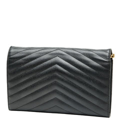 サンローラン カサンドラ YSLロゴ チェーンウォレット ブラック レザー レディース SAINT LAURENT 【中古】