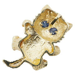 K18YG イエローゴールド サファイア 田中貴金属 猫 キャット モチーフ ペンダントトップ レディース 【中古】
