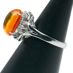 Pt900 プラチナ ファイアオパール2.35ct ダイヤ0.11ct リング 指輪 レディース 10号 【中古】