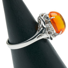 Pt900 プラチナ ファイアオパール2.35ct ダイヤ0.11ct リング 指輪 レディース 10号 【中古】