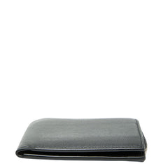 サンローラン ロゴ 二つ折り財布 ブラック レザー レディース SAINT LAURENT 【中古】