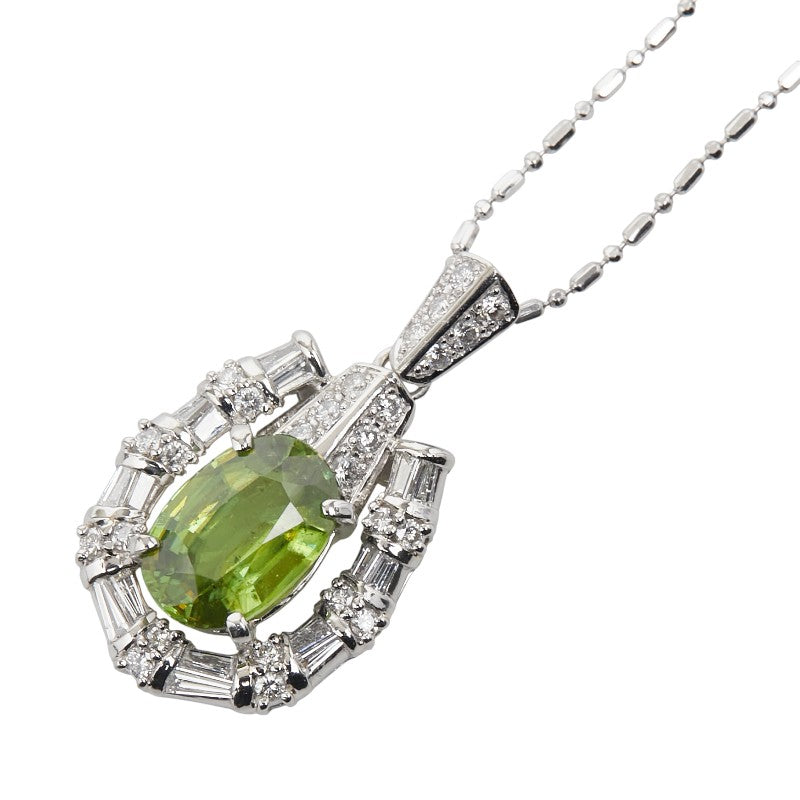 Pt900 プラチナ Pt850 プラチナ スフェーン2.57ct ダイヤ0.56ct ペンダントネックレス レディース 【中古】