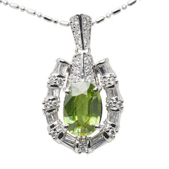 Pt900 プラチナ Pt850 プラチナ スフェーン2.57ct ダイヤ0.56ct ペンダントネックレス レディース 【中古】