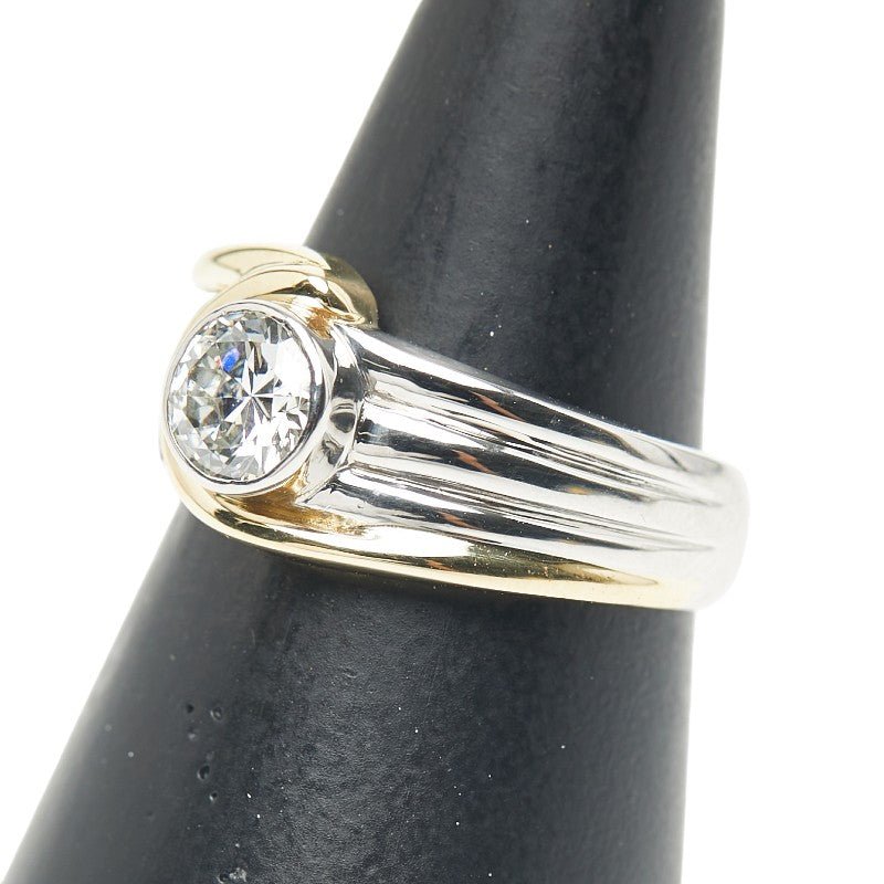 Pt900 プラチナ K18YG イエローゴールド コンビ ダイヤ0.569ct リング 指輪 レディース 11.5号 【中古】