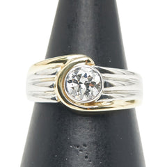 Pt900 プラチナ K18YG イエローゴールド コンビ ダイヤ0.569ct リング 指輪 レディース 11.5号 【中古】