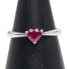 K18WG ホワイトゴールド ルビー0.67ct ハートモチーフ リング 指輪 レディース 12号 【中古】