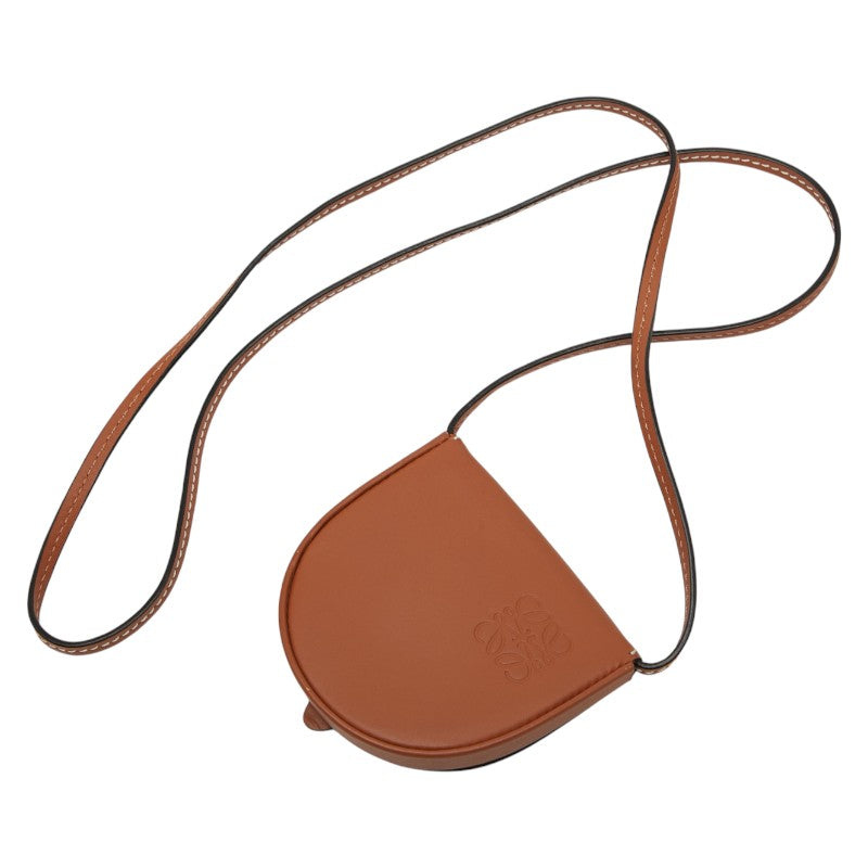 ロエベ アナグラム ヒールポーチ ミニ 斜め掛け ショルダーバッグ ポーチ タン ブラウン レザー レディース LOEWE 【中古】