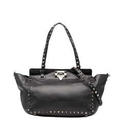 ヴァレンティノ スタッズ ハンドバッグ ショルダーバッグ 2WAY ブラック レザー レディース VALENTINO 【中古】