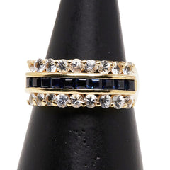 K18YG イエローゴールド ホワイトサファイア1.03ct サファイア0.87ct リング 指輪 レディース 12号 【中古】