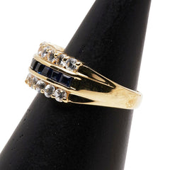 K18YG イエローゴールド ホワイトサファイア1.03ct サファイア0.87ct リング 指輪 レディース 12号 【中古】