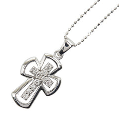 K18WG ホワイトゴールド ダイヤ0.20ct クロスモチーフ ネックレス レディース 【中古】