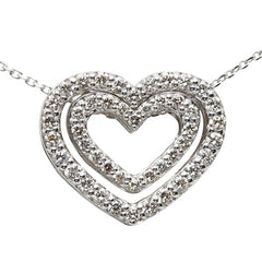K18WG ホワイトゴールド ダイヤ0.15ct ダイヤ0.30ct ハートモチーフ ネックレス レディース 【中古】