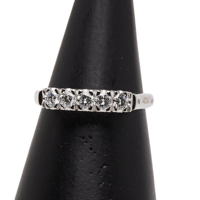 Pt900 プラチナ ダイヤ0.35ct 一文字リング 指輪 レディース 13号 【中古】