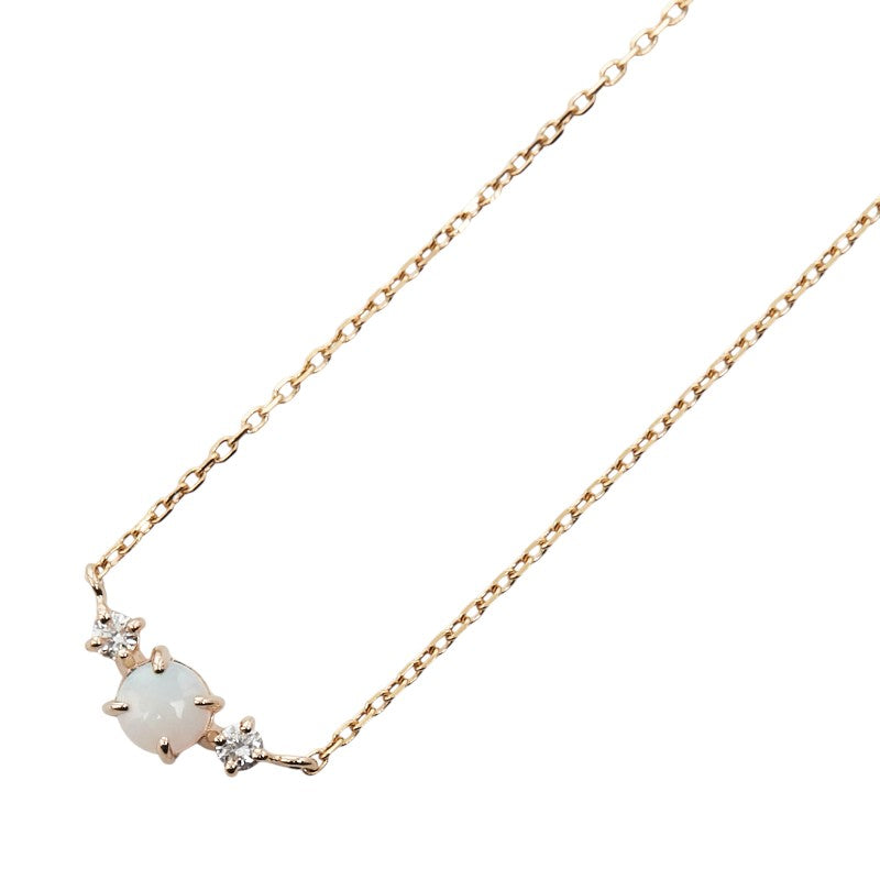 エテ K18YG イエローゴールド オパール ダイヤ0.03ct プチ ペンダントネックレス レディース ete 【中古】