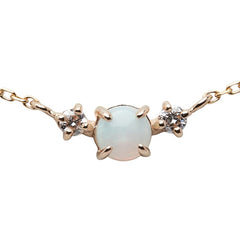 エテ K18YG イエローゴールド オパール ダイヤ0.03ct プチ ペンダントネックレス レディース ete 【中古】