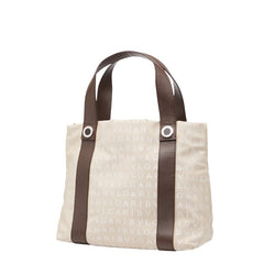 ブルガリ ロゴマニア ブルガリブルガリ トートバッグ ベージュ ブラウン キャンバス レザー レディース BVLGARI 【中古】