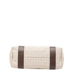 ブルガリ ロゴマニア ブルガリブルガリ トートバッグ ベージュ ブラウン キャンバス レザー レディース BVLGARI 【中古】