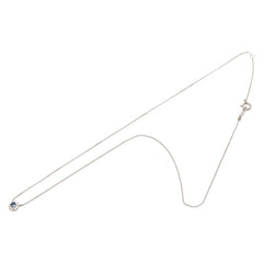 Pt850 プラチナ サファイア ダイヤ0.05ct プチネックレス レディース 【中古】