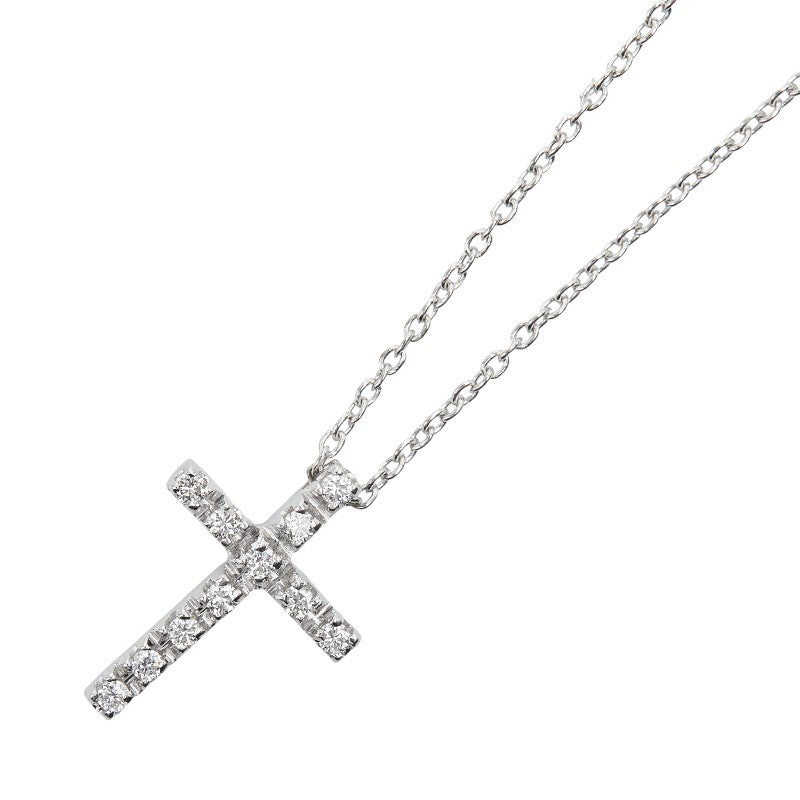 スタージュエリー K18WG ホワイトゴールド ダイヤ0.10ct クロスモチーフ ネックレス レディース STAR JEWELRY 【中古】