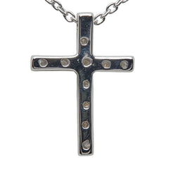 スタージュエリー K18WG ホワイトゴールド ダイヤ0.10ct クロスモチーフ ネックレス レディース STAR JEWELRY 【中古】