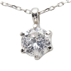 Pt900 プラチナ Pt850 プラチナ ダイヤ0.401ct プチネックレス レディース 【中古】