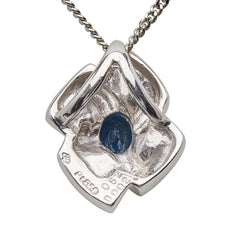 Pt850 プラチナ サファイア0.52ct ダイヤ0.02ct ペンダントネックレス レディース 【中古】