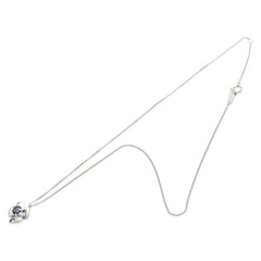 Pt850 プラチナ サファイア0.52ct ダイヤ0.02ct ペンダントネックレス レディース 【中古】